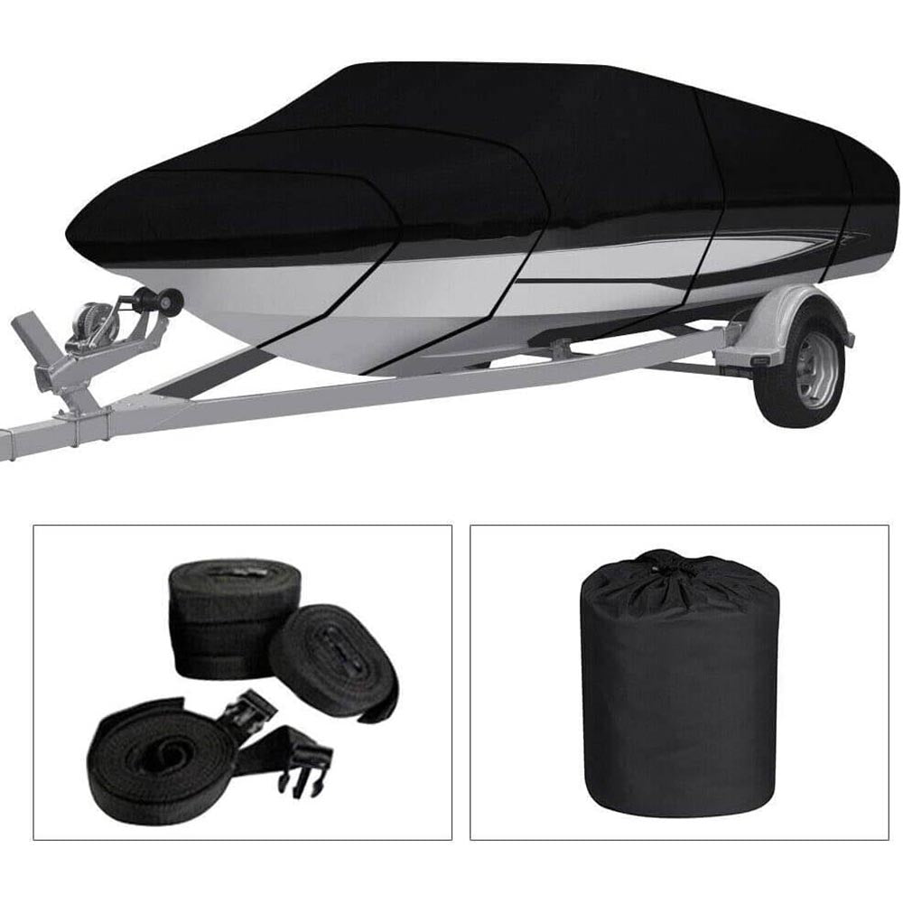 Boat Cover Heavy Duty – 600D Trailerable Boat Cover Black 12–14ft V-Hull