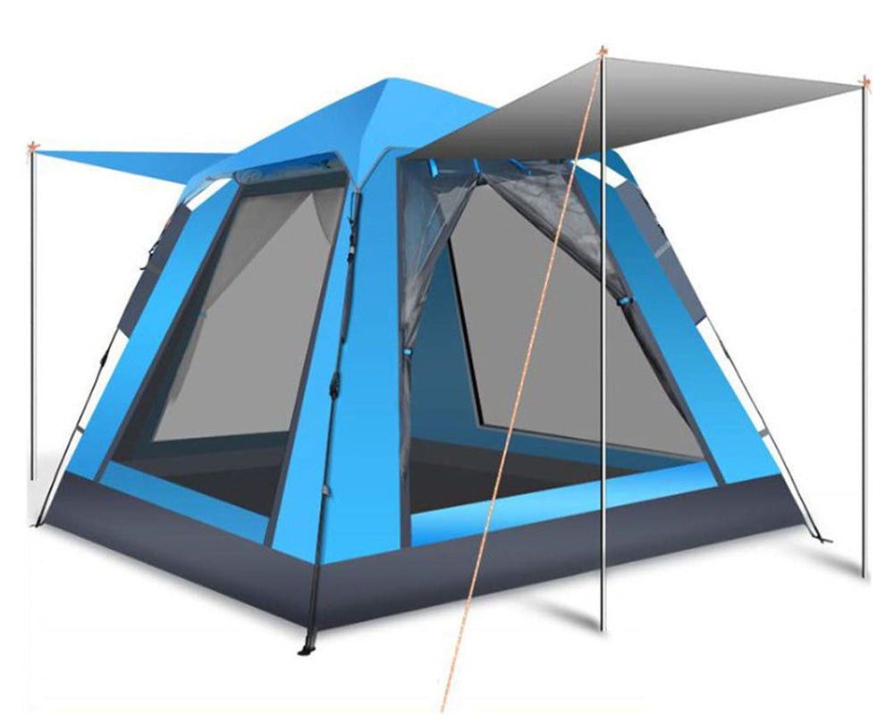 Family tent with fiberglass rods