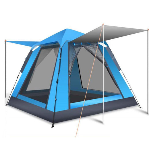 Blue pop up camping tent