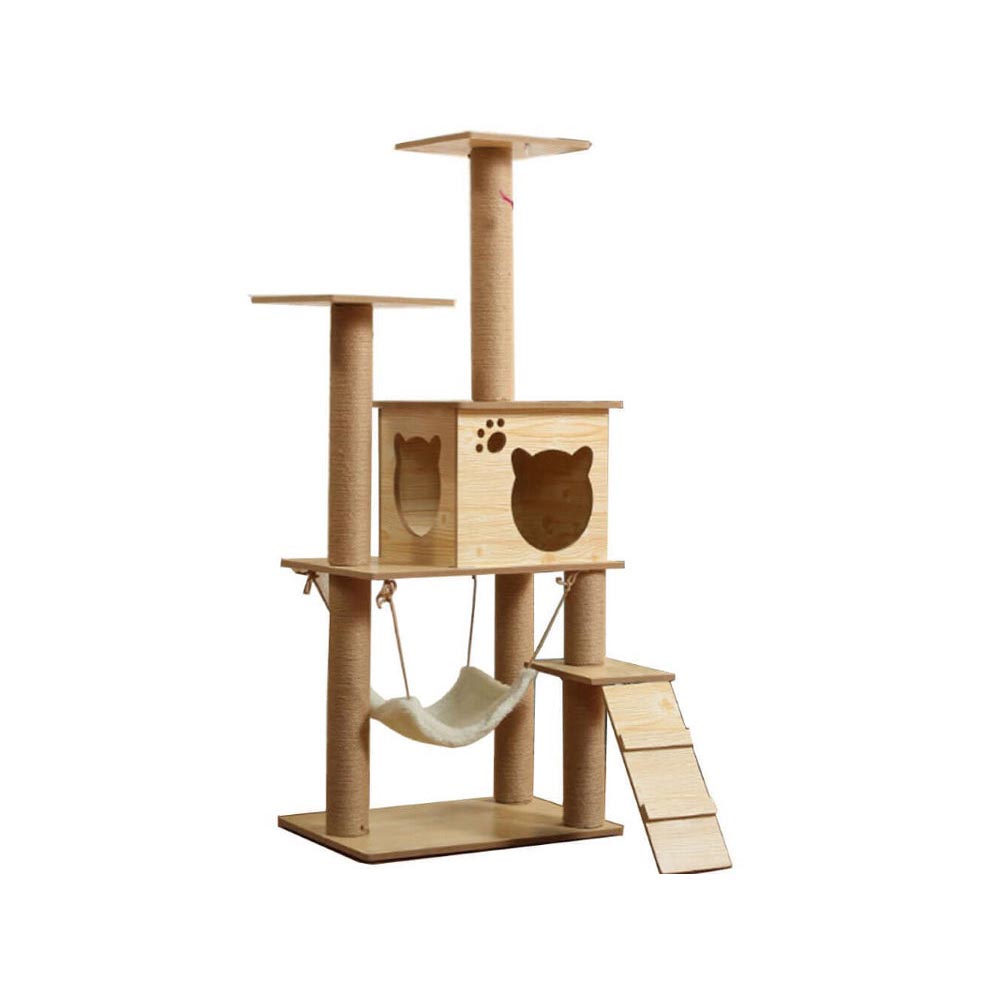 Wooden cat tree condo