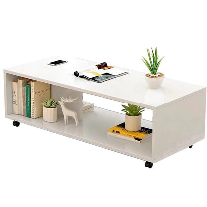 white coffee table with wheels