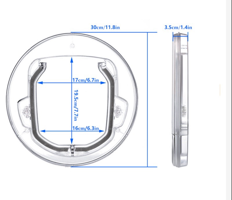 Round pet door for glass