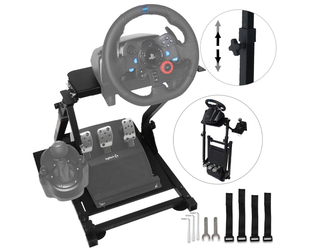 Gaming wheel stand full view