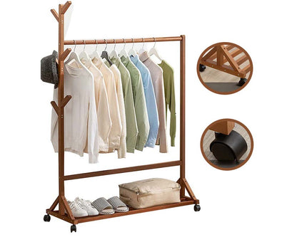 Cloth Rack Garment Rack Bamboo Clothes stand with Coat Rack