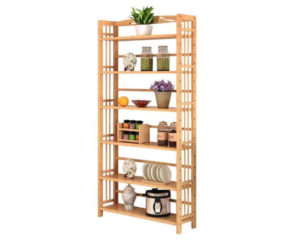 6 Tier Shelf bamboo Bookcase Bookshelf