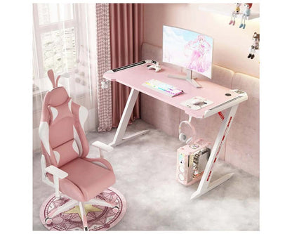 Gaming desk with rubber floor protectors