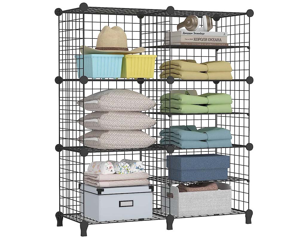 metal wire shelves with clips