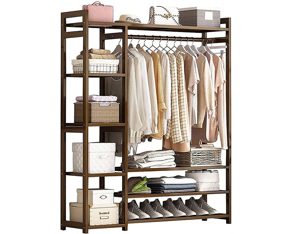 compact bamboo clothes rack
