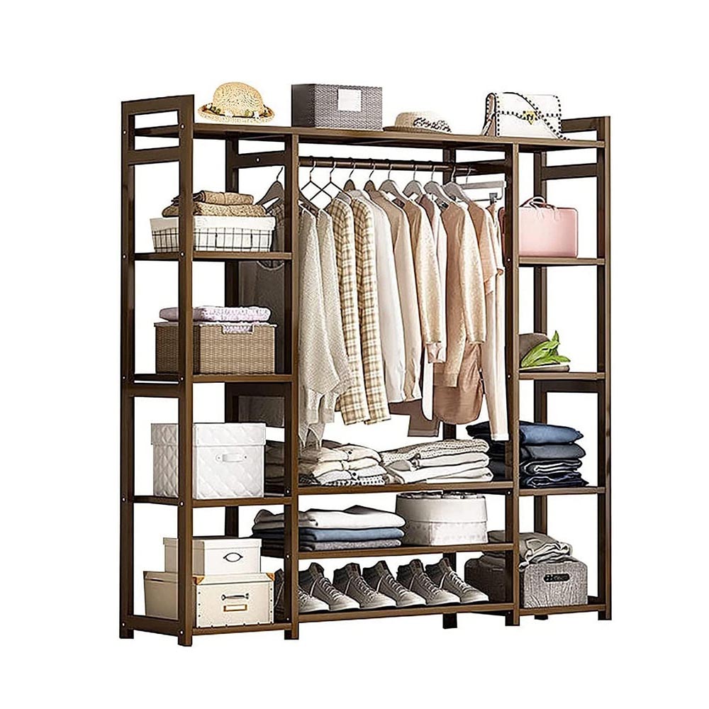 Bamboo Wardrobe Clothes Rack Wardrobe Organiser