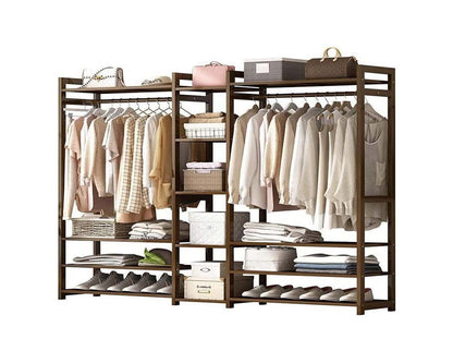 Bamboo Clothes Rack with Shelves