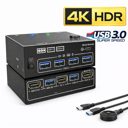 USB KVM Switch Splitter 4 Ports