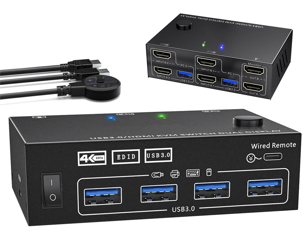 USB KVM Switch Splitter 4 Ports