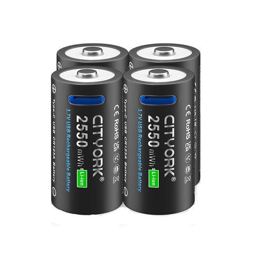 CR123A Rechargeable Battery Pack – 4x 3.7V Lithium Batteries + Type-C Cable