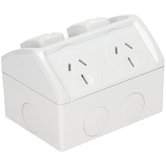 Weatherproof Double Power Point 15A Outdoor Socket IP53