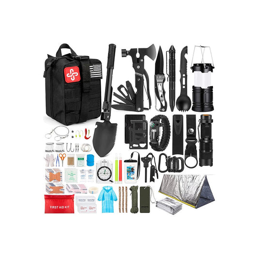 Emergency survival kit black MOLLE pouch