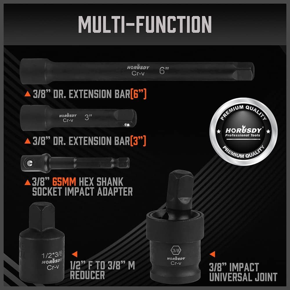 Impact socket set with extension bars