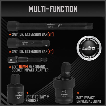 Impact socket set with extension bars