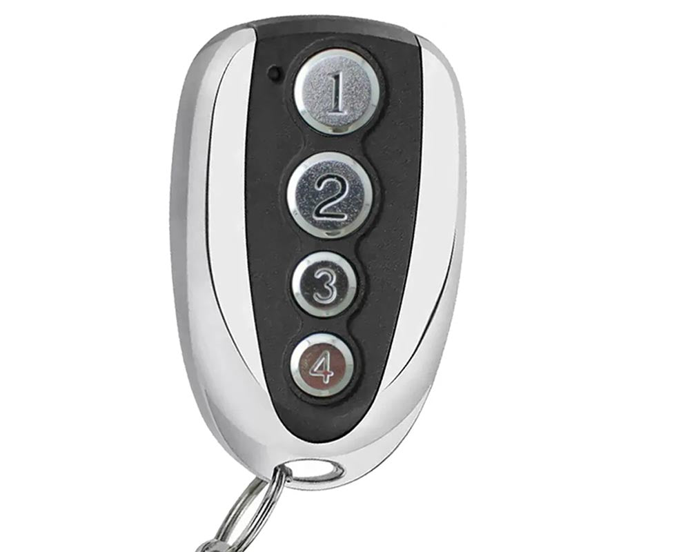 black remote with numeric keys