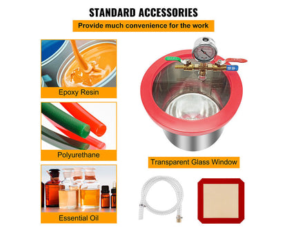 3CFM Vacuum Chambers Degassing 12L Vacuum Pump Air Condition Gauge
