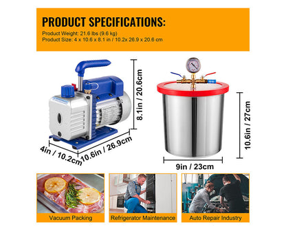 3CFM Vacuum Chambers Degassing 12L Vacuum Pump Air Condition Gauge