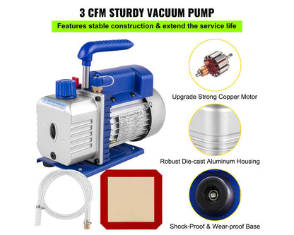 3CFM Vacuum Chambers Degassing 12L Vacuum Pump Air Condition Gauge