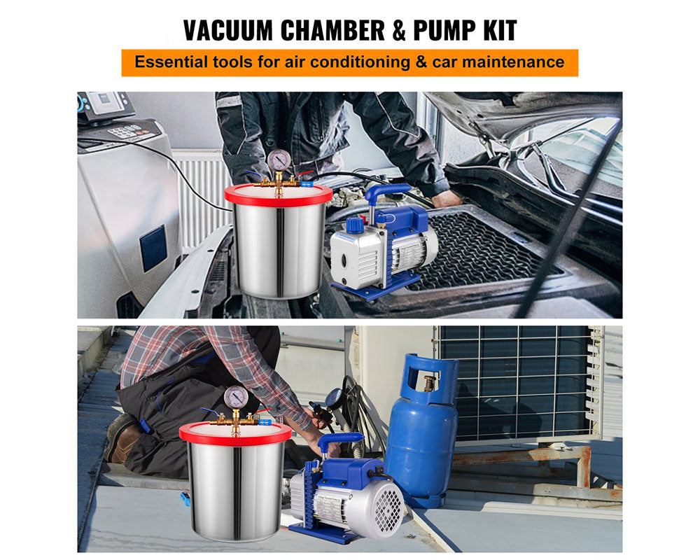 3CFM Vacuum Chambers Degassing 12L Vacuum Pump Air Condition Gauge