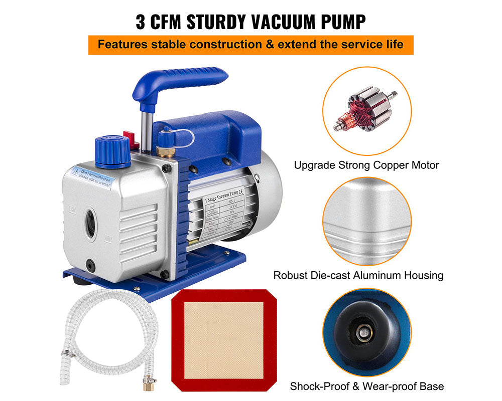 3CFM Vacuum Chambers Degassing 12L Vacuum Pump Air Condition Gauge