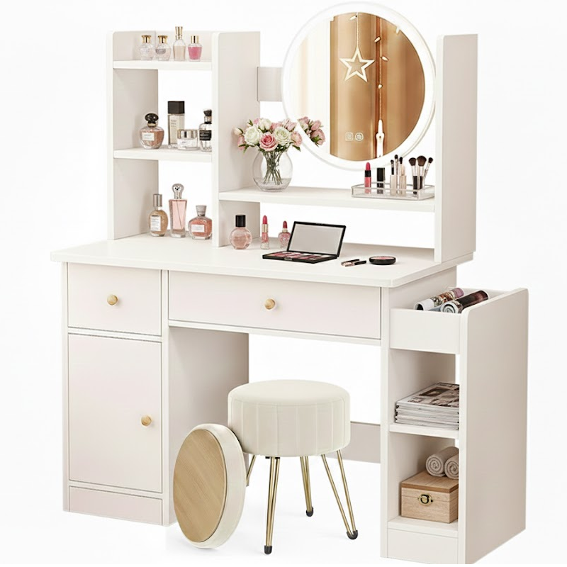 Dressing Table with Mirror and Stool