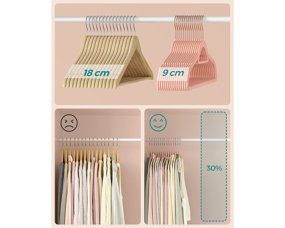 Velvet Coat Hangers Rose Pink (Set of 50)