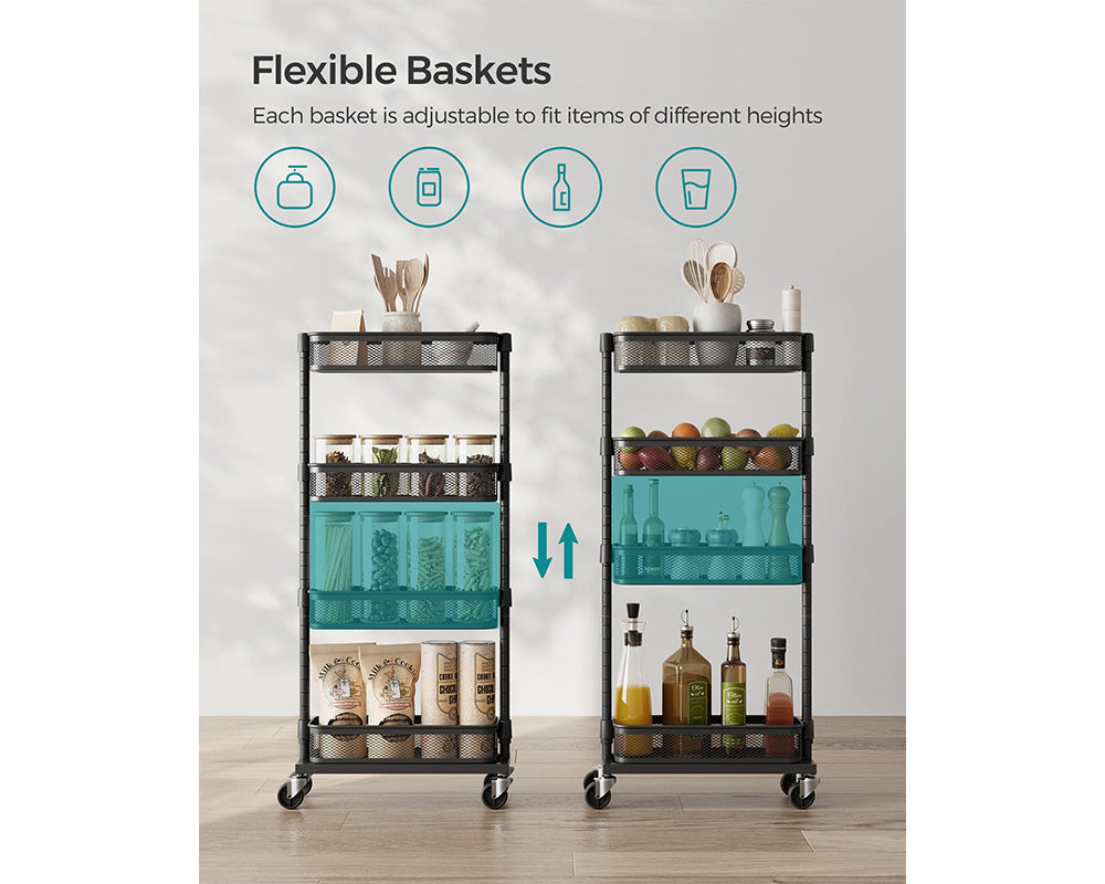 4 Tier Trolley Basket Kitchen Trolley