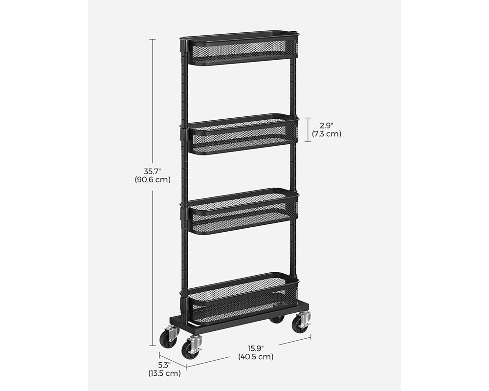 4 Tier Trolley Basket Kitchen Trolley