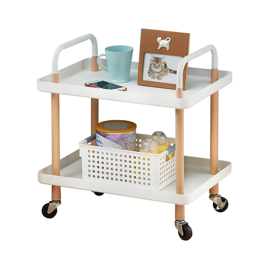 2 tiers utility rolling cart white