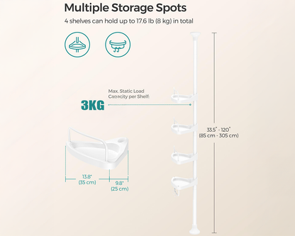 4 Tier Adjustable Shower Corner Shelves
