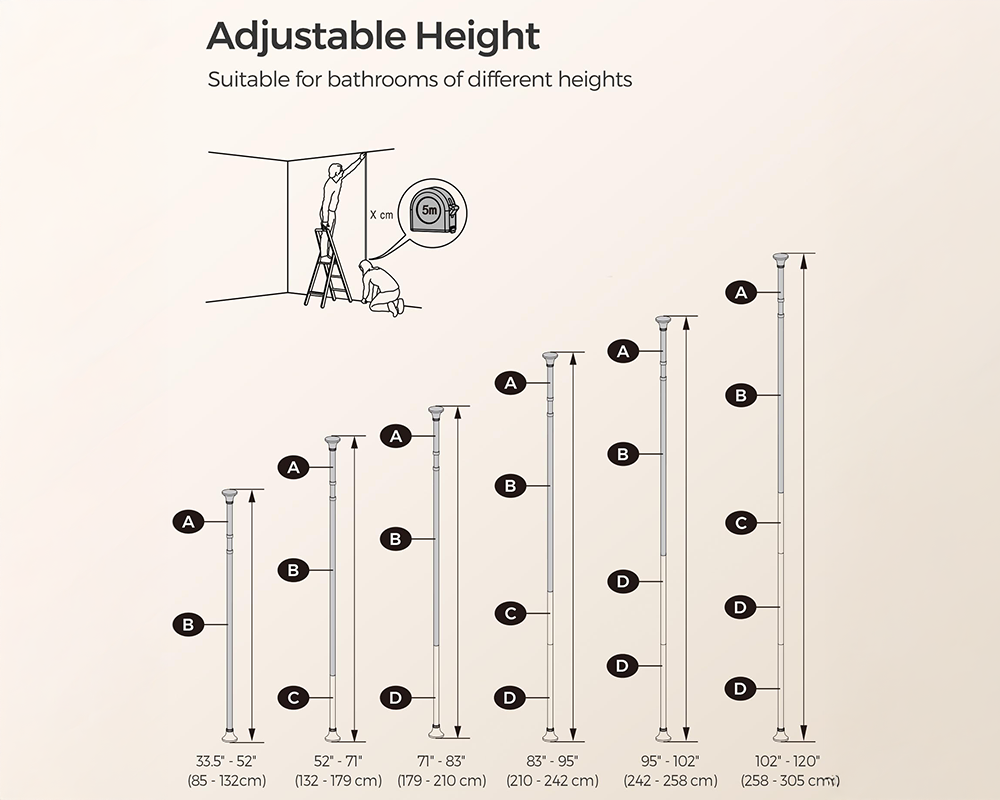 4 Tier Adjustable Shower Corner Shelves