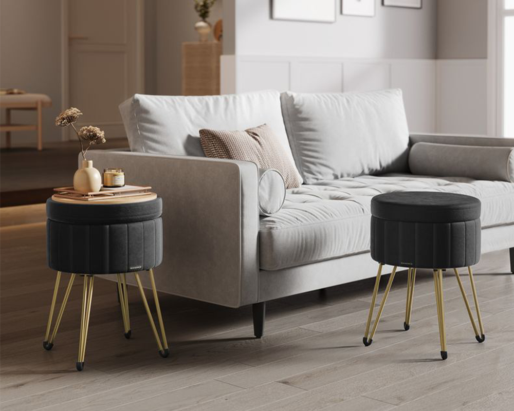 SONGMICS Small Vanity Stool Chair with Storage