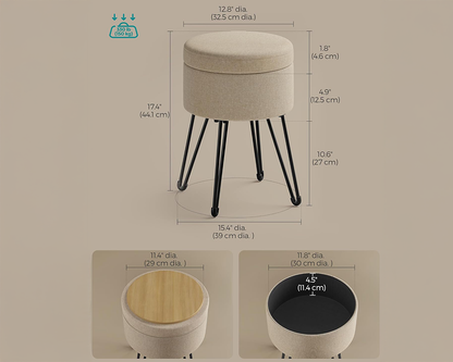SONGMICS Small Vanity Stool Chair with Storage