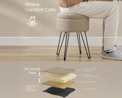 SONGMICS Small Vanity Stool Chair with Storage