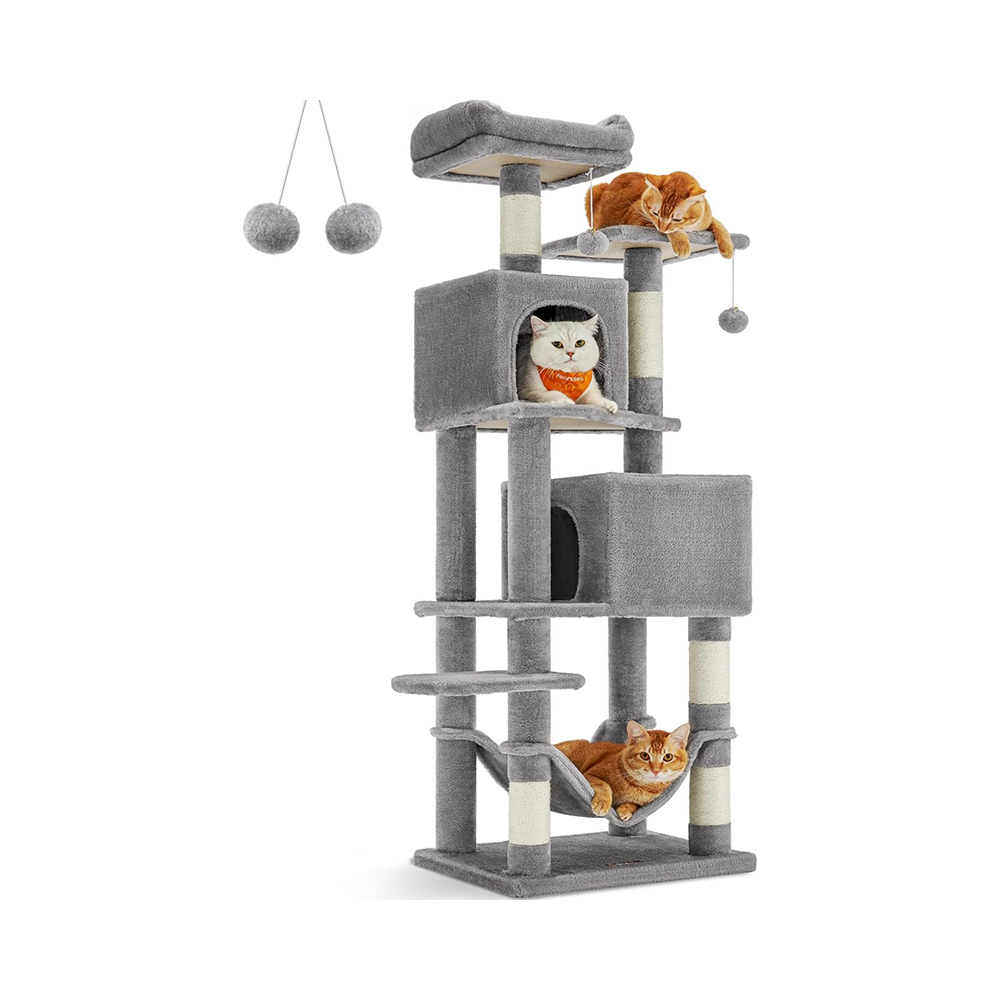 Cat tree with two caves