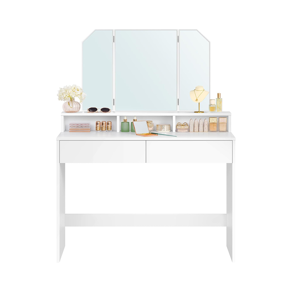 dressing table with tri fold mirror