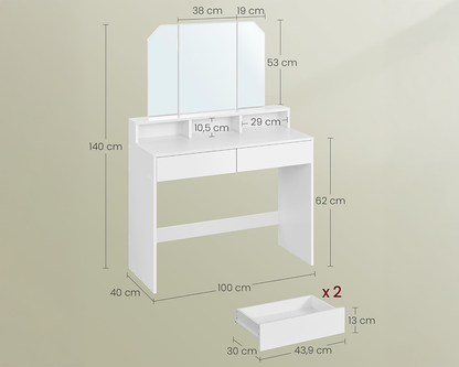 VASAGLE Dressing Table With Mirror