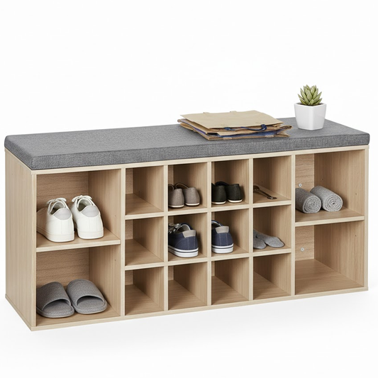 oak shoe rack storage bench