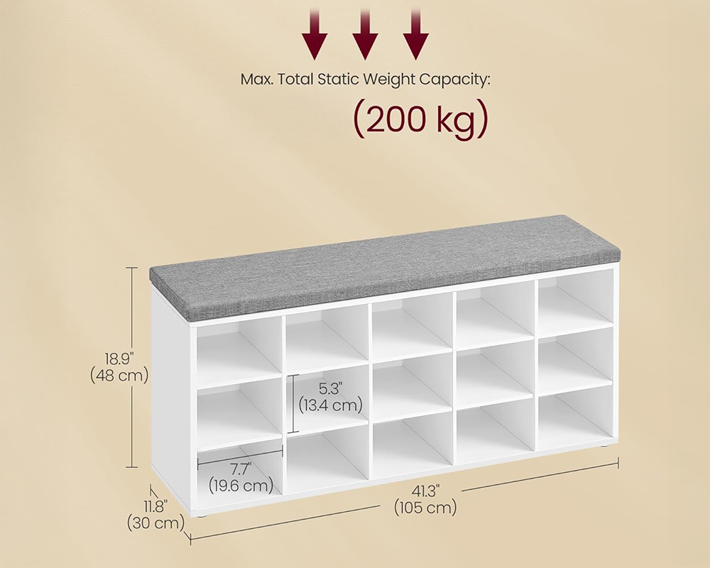 VASAGLE Shoe Rack Bench Shoe Storage Bench Shoe Rack
