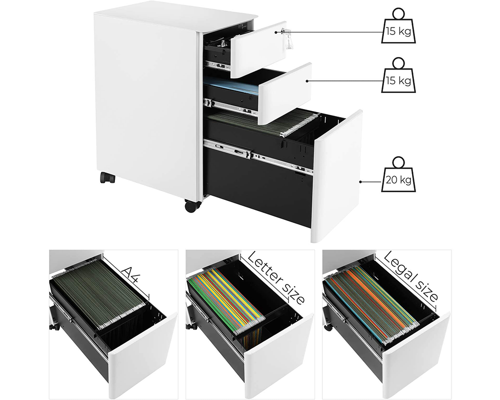 SONGMICS Office file Cabinet with Wheels File Organiser