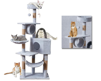 Cat Tree House with Scratching Posts Hammock