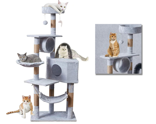 Cat Tree House with Scratching Posts Hammock