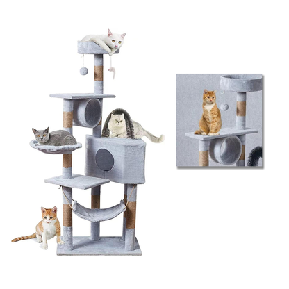 Cat Tree House with Scratching Posts Hammock