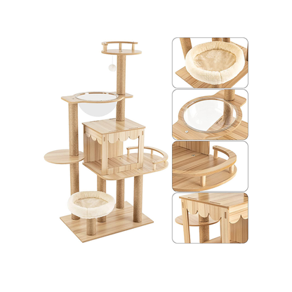 Cat Tree House Multi-Level Cat Tree House Condo with Hammock & Toys