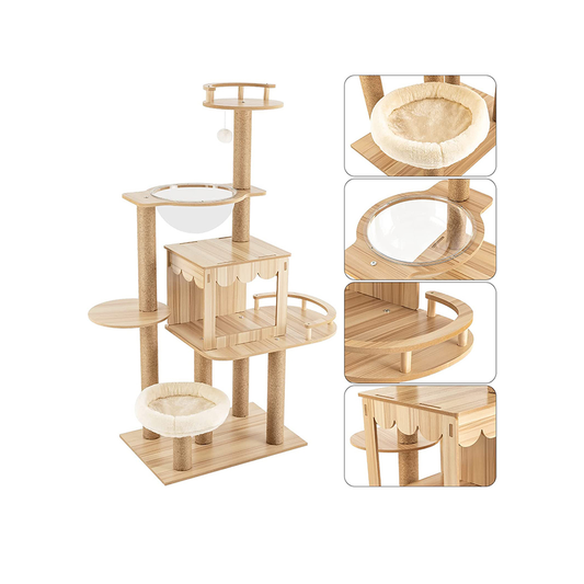 Cat Tree House Multi-Level Cat Tree House Condo with Hammock & Toys
