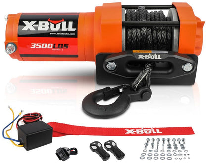 X Bull Electric Winch 3500LBS – 12V ATV/UTV Recovery Winch with Synthetic Rope