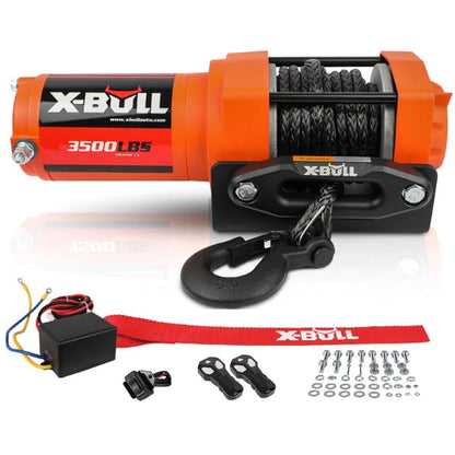 X Bull Electric Winch 3500LBS – 12V ATV/UTV Recovery Winch with Synthetic Rope